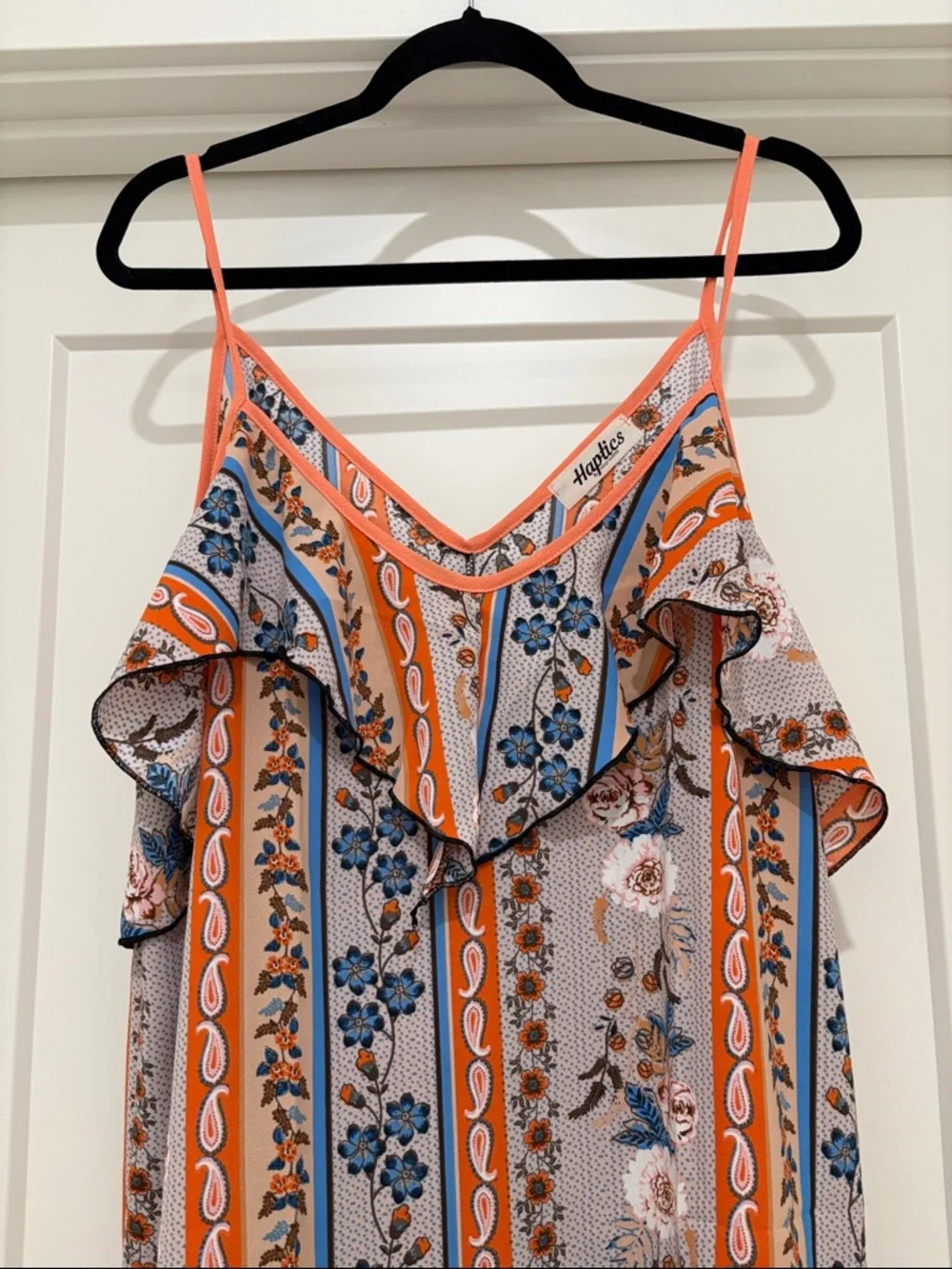 NEW [Haptics] Coral Ruffle V Neck Floral Print Sleeveless Tank Top Women’s 2X - Picture 5 of 9